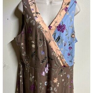 C Est 1946 Slip Dress Blue Floral Sleeveless Womdn's Size XL Wrap Front